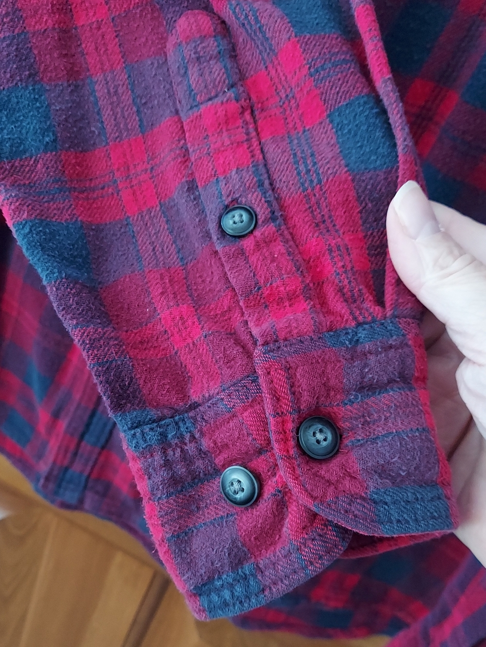 Sonoma Men's Navy & Red Plaid Button-Down Fleece Shirt Chest Pockets Size 2XLT▪︎ - Picture 3 of 9